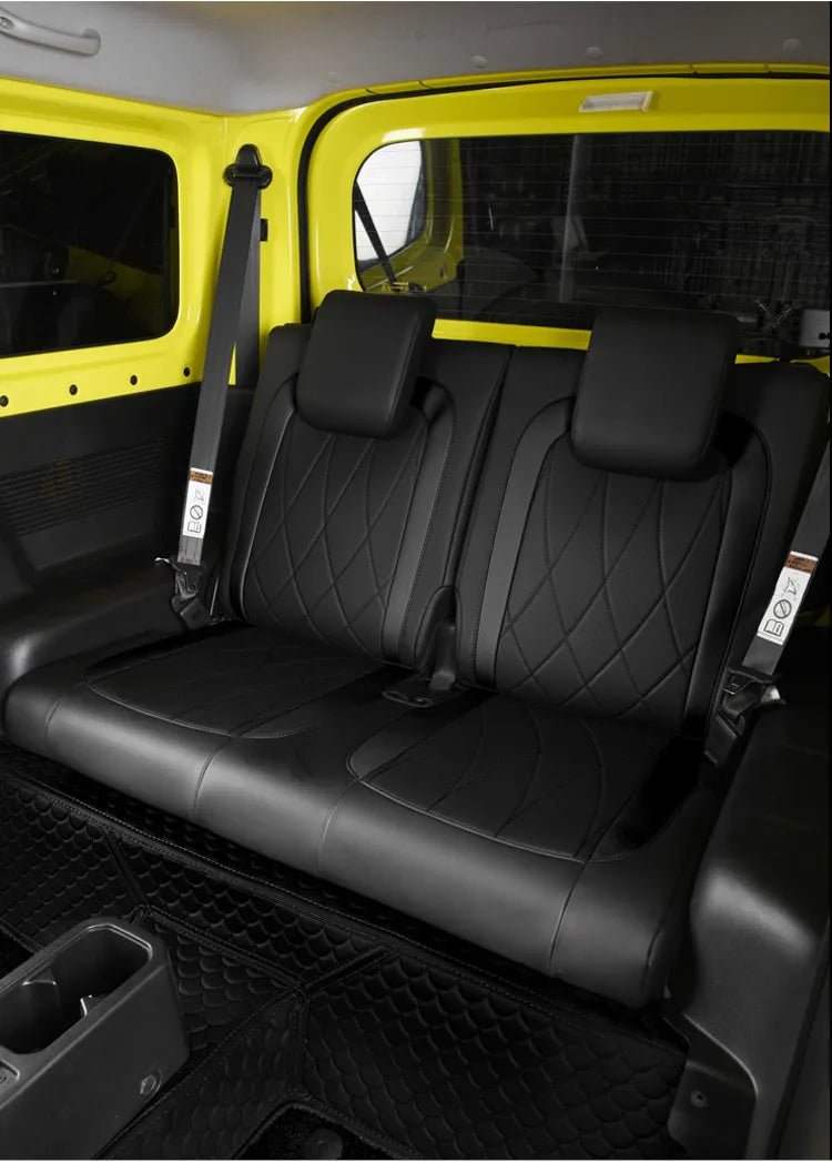 Housse de siège de voiture noire compatible avec Suzuki Jimny JB64 JB74 2019 2020 2021 2022, coussin intérieur automatique, accessoires en cuir imperméables