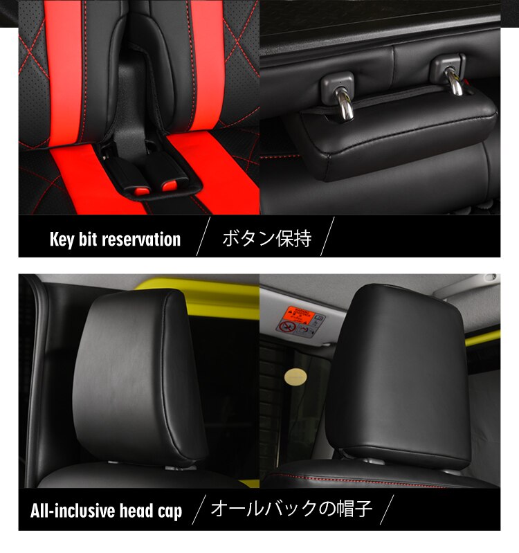 Funda de asiento de coche negra compatible con Suzuki Jimny JB64 JB74 2019 2020 2021 2022 cojín interior de coche accesorios de cuero a prueba de agua