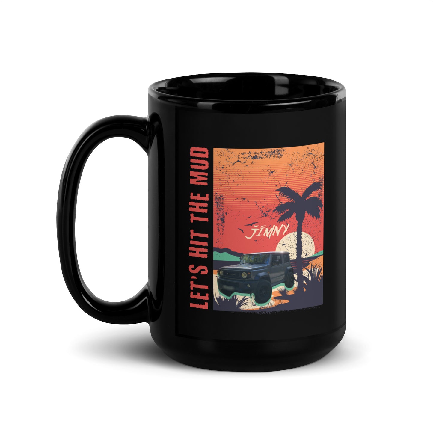 Tasse noire Jimny Sunset Adventure - Frappons la boue