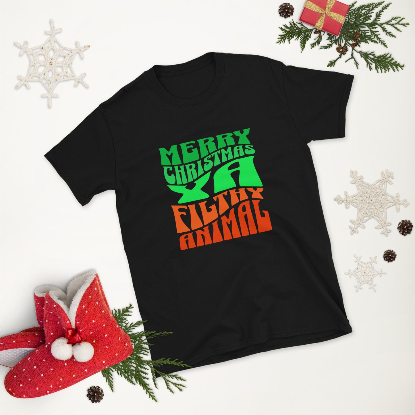 Camiseta de Navidad: Feliz Navidad Ya Filthy Animal (Unisex)