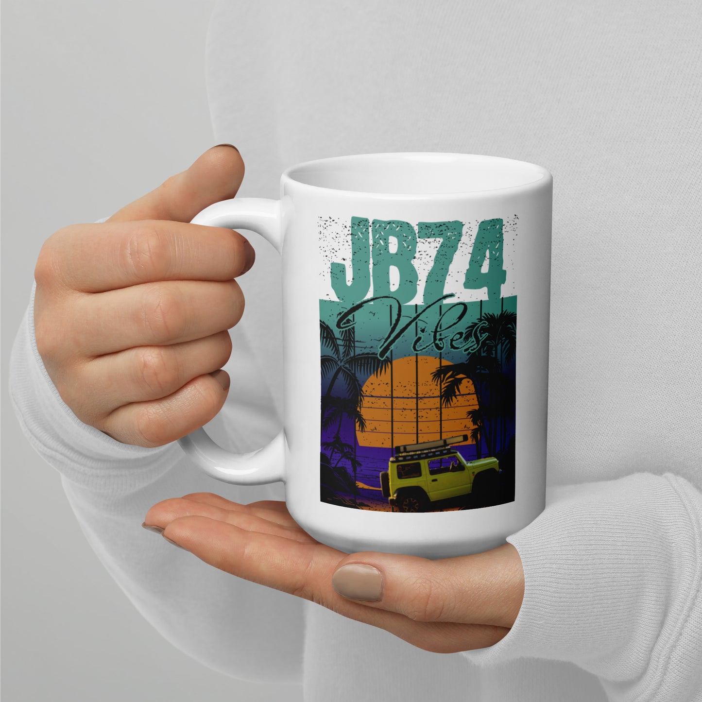 White Jimny Sunset Adventure Mug- Explore The Horizon